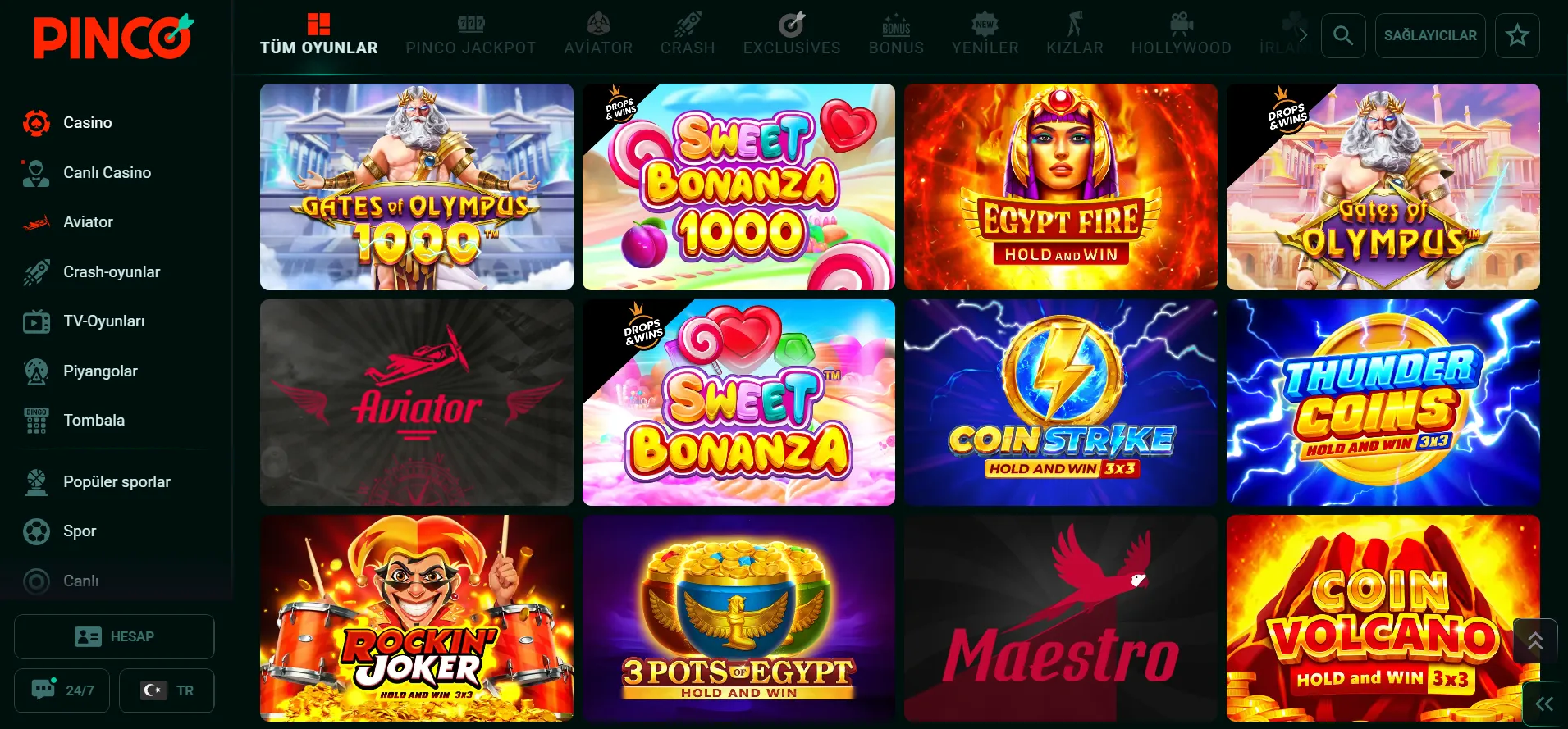 Geniş oyun yelpazesi Pinco online casino: slotlar ve canlı oyunlar Geniş oyun yelpazesi Pinco online casino